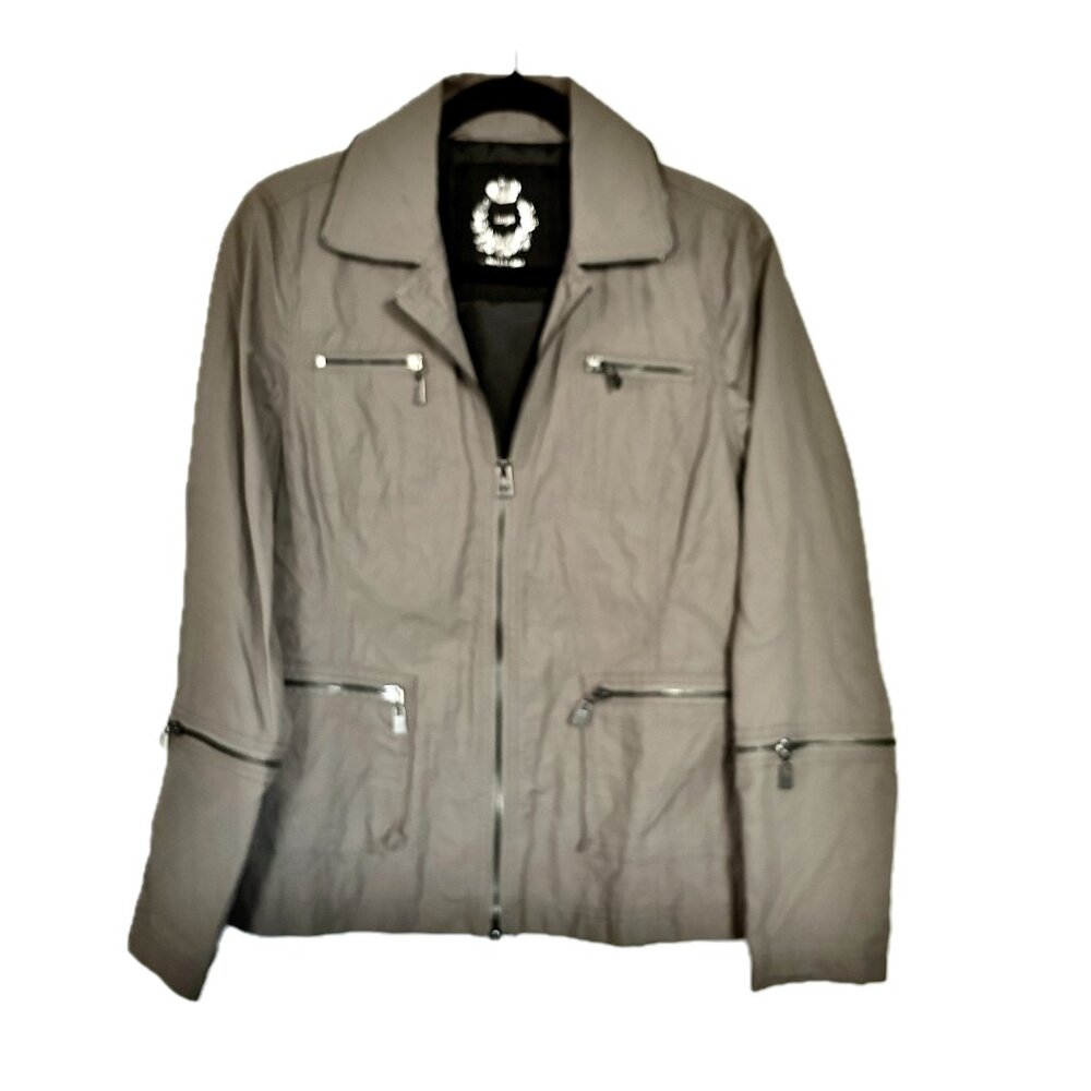 Cino Beige Utility Jacket Waterproof Coat Women's L Task Jacket Pockets - Picture 10 of 10